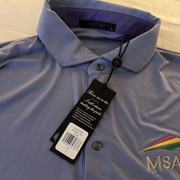 Greyson Men’s Cayuse Polo Cloud Blue Large MSA Company Branding MFA23K11 474 New - Picture 6 of 7